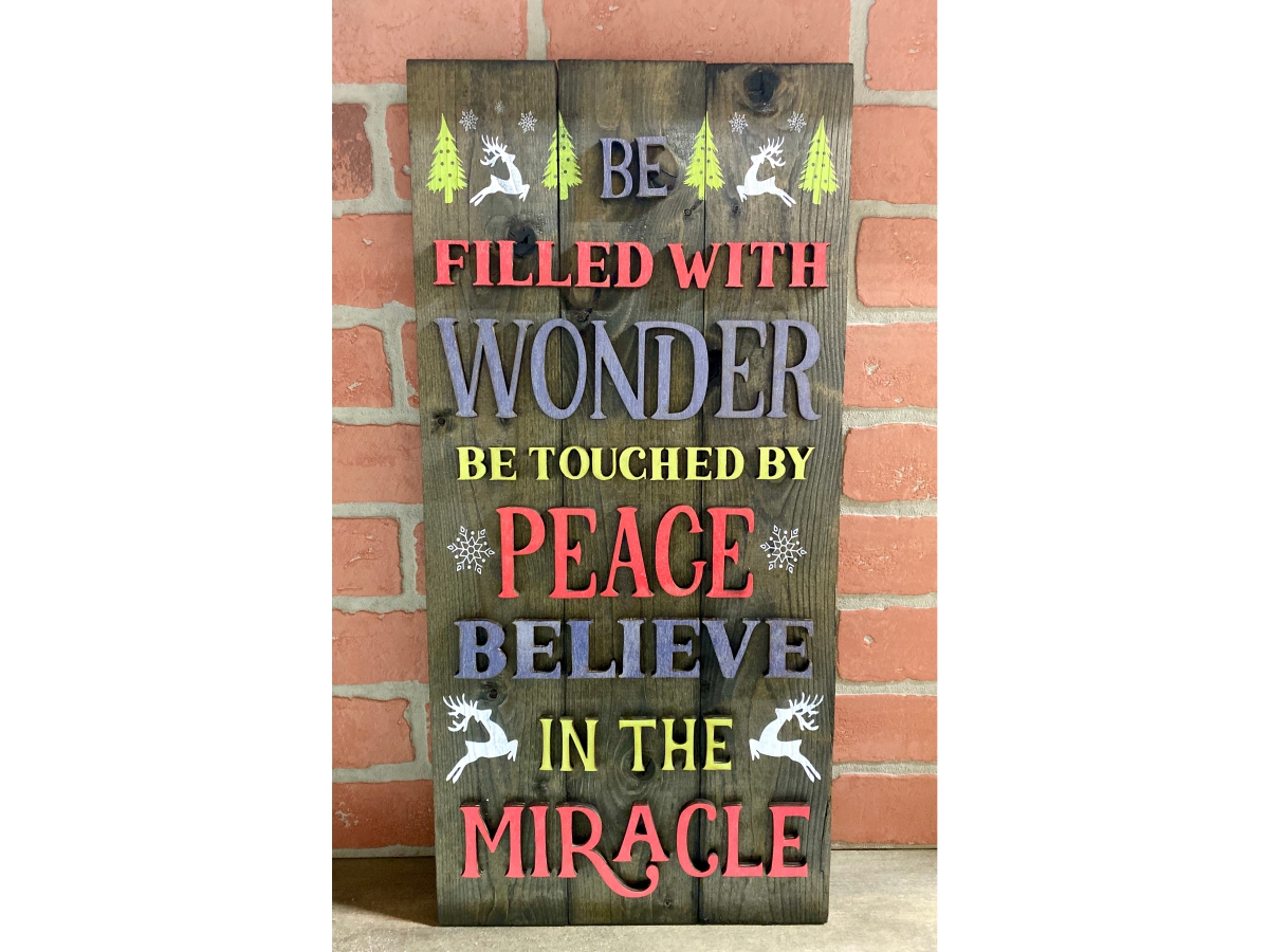 Wonder, Peace, Miracle 3D Pallet Sign